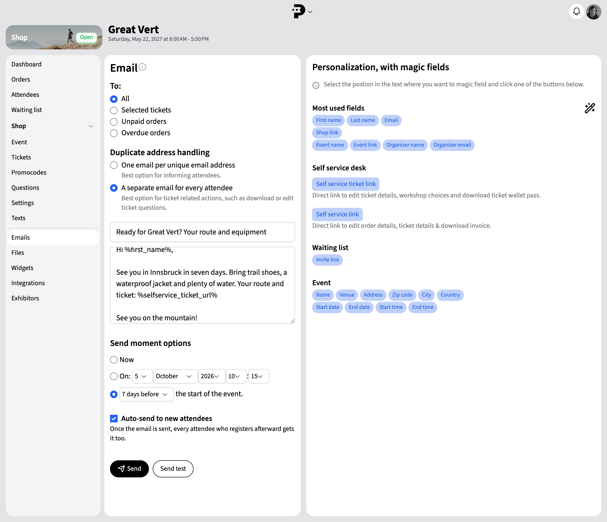 Targeted and automated emails