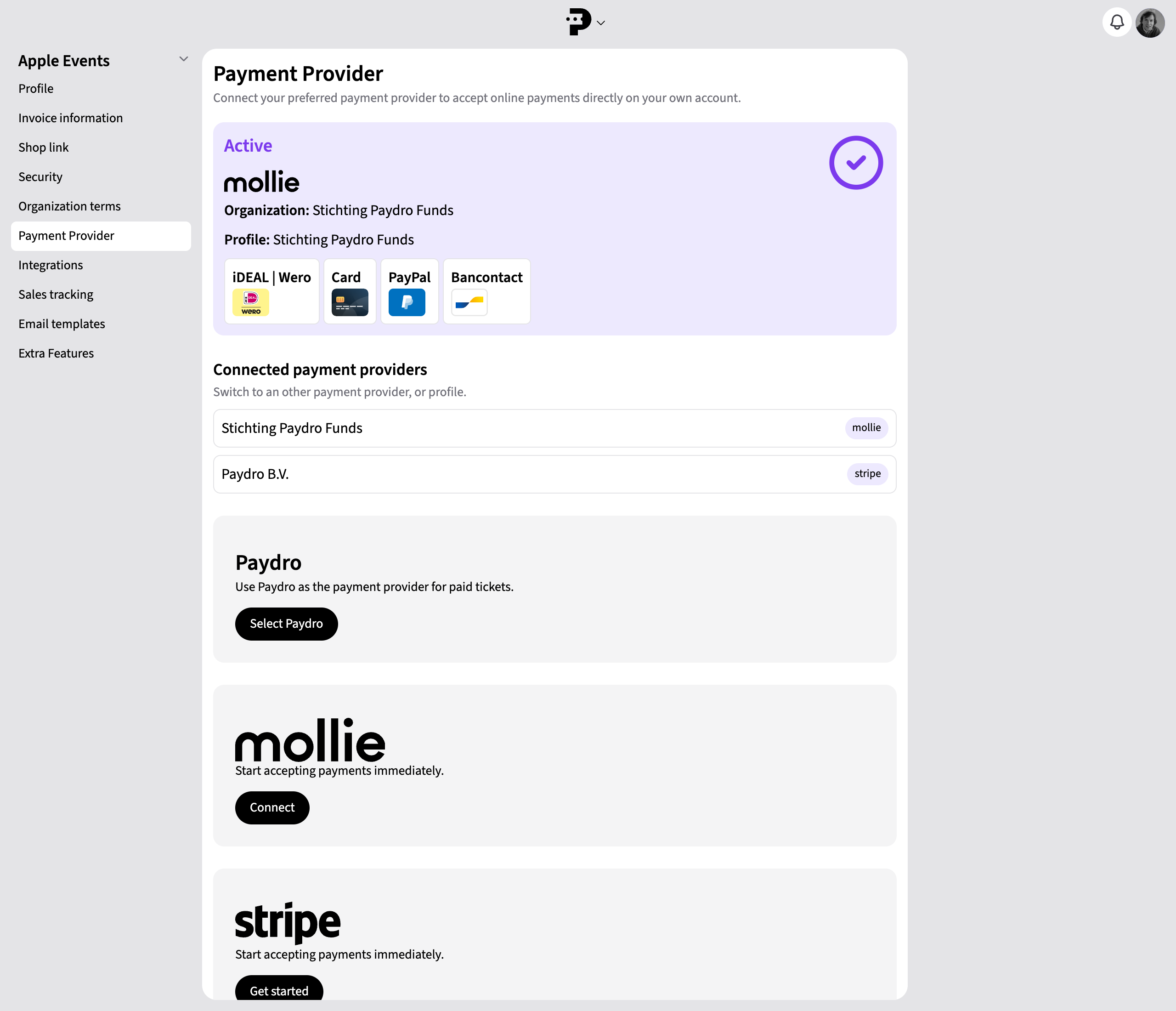 Choose your payment provider