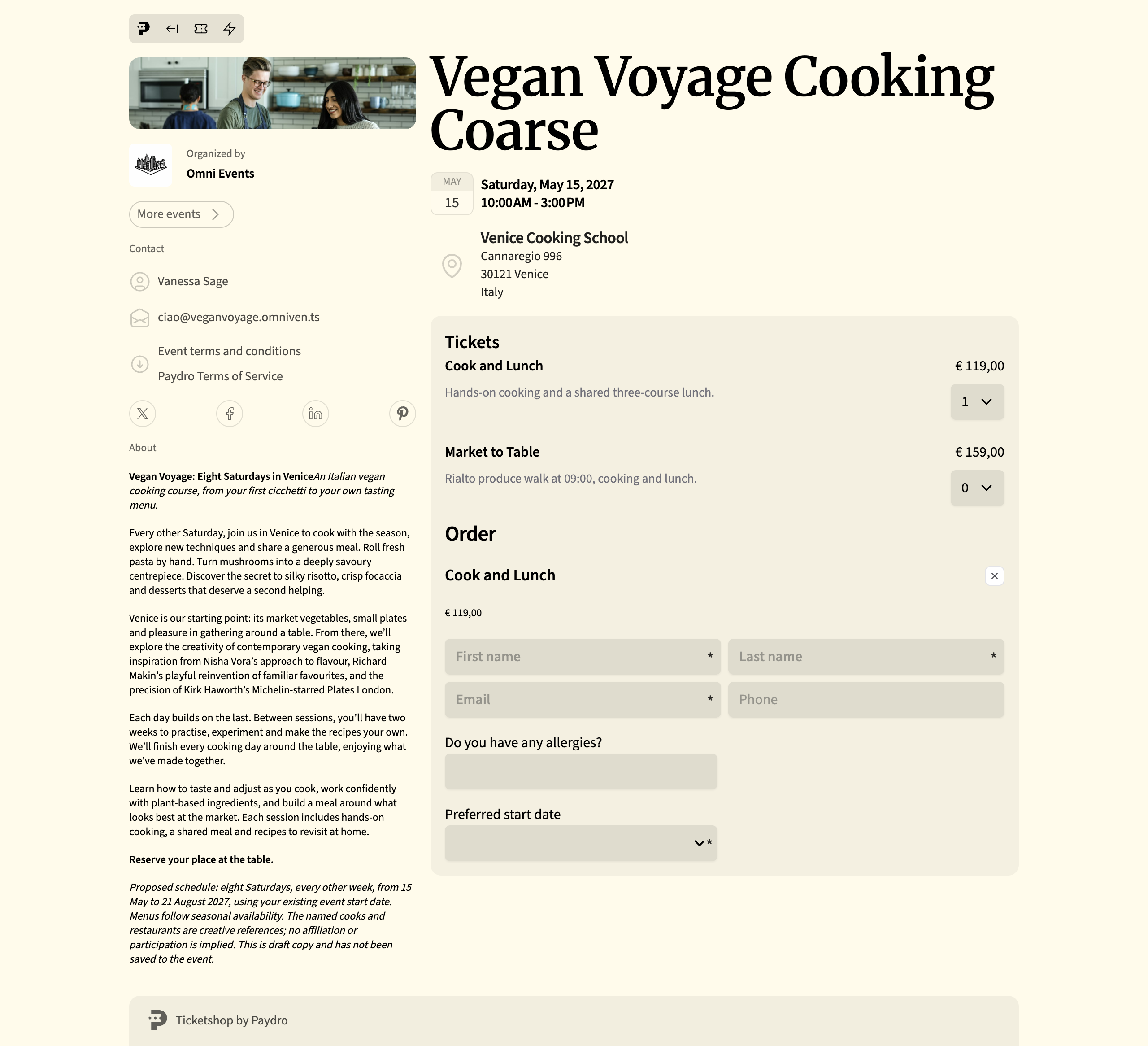 Vegan Voyage Cooking Course