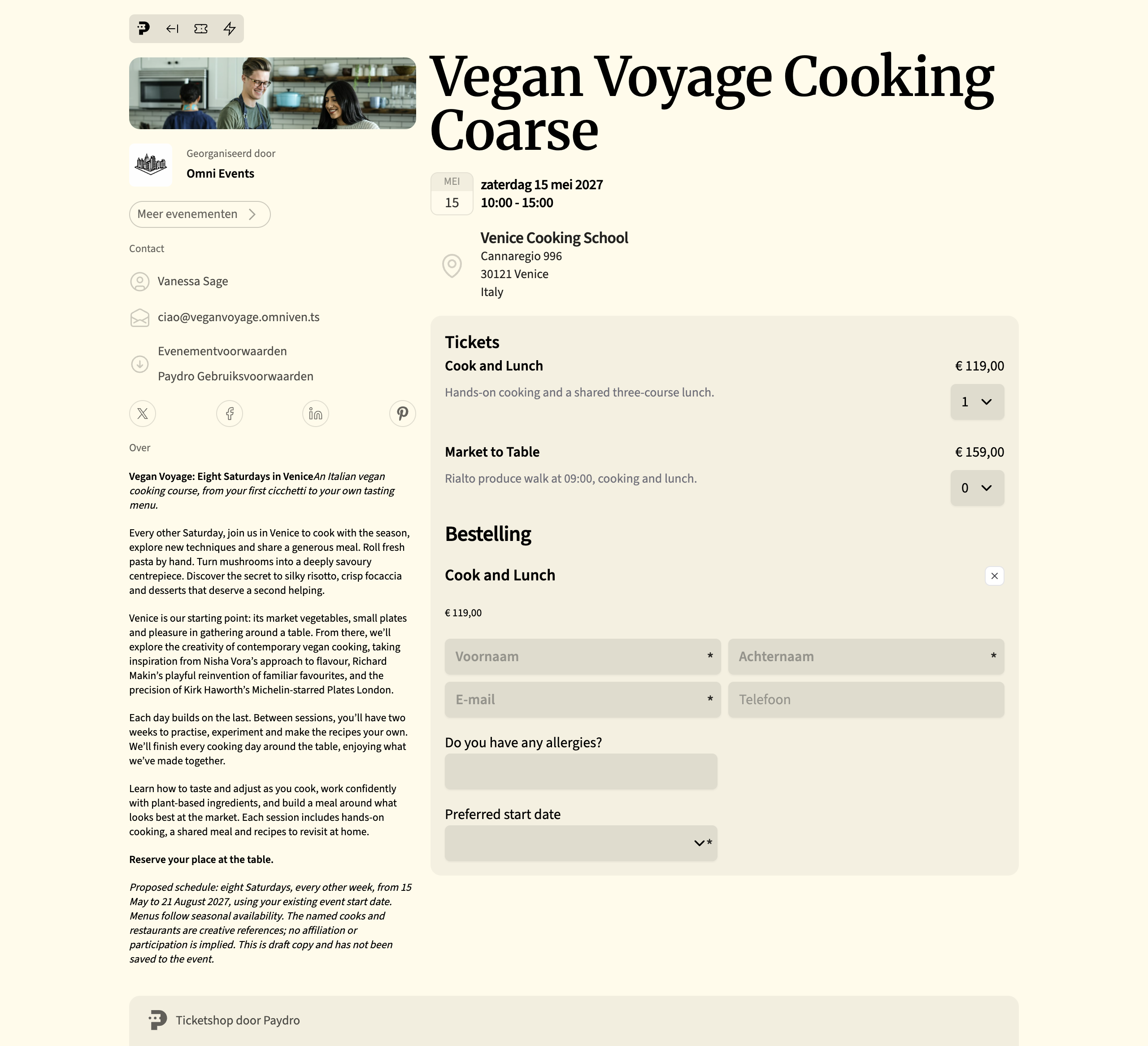 Vegan Voyage Cooking Course